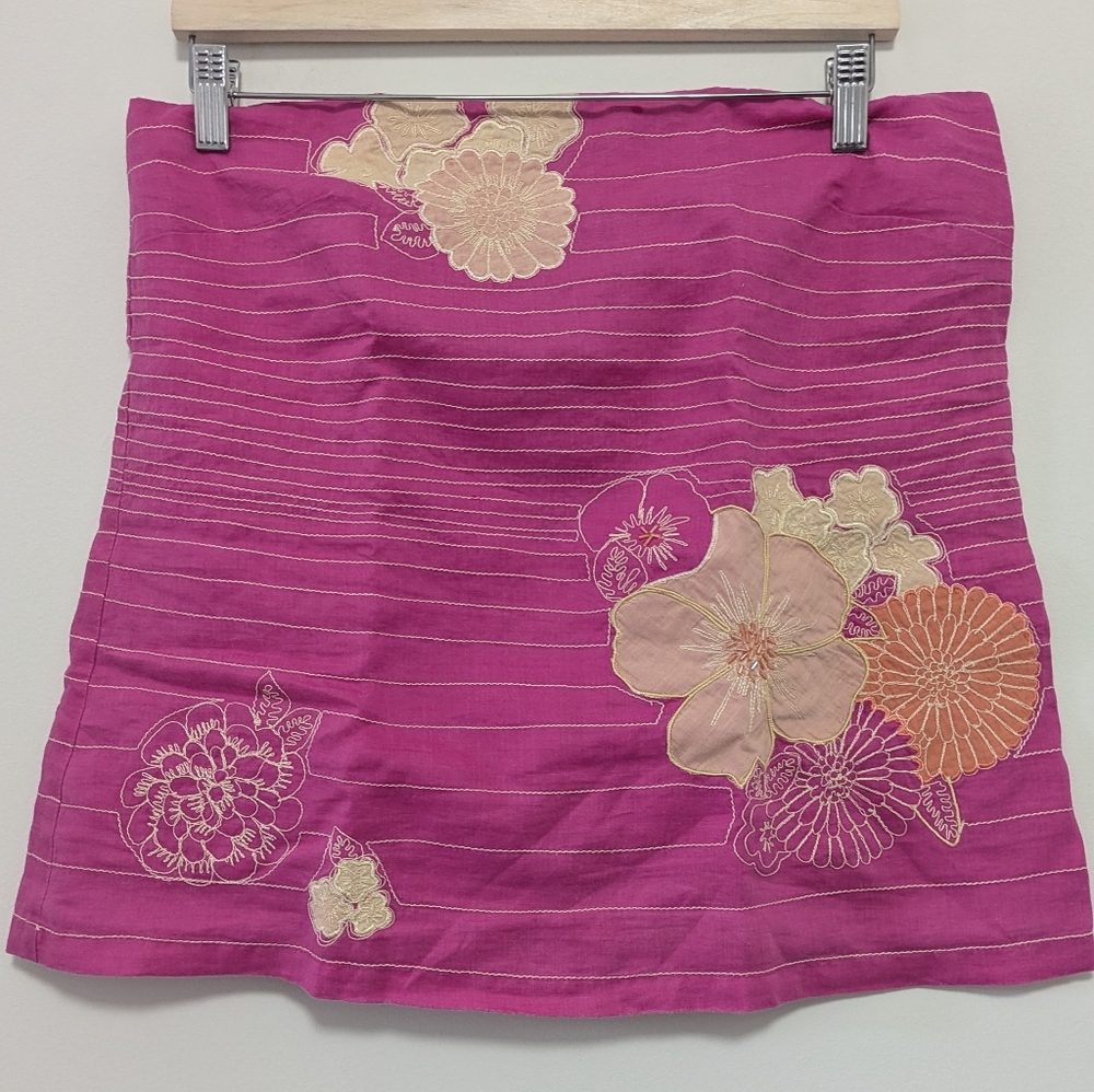 French Connection Floral Applique Strapless Top.
